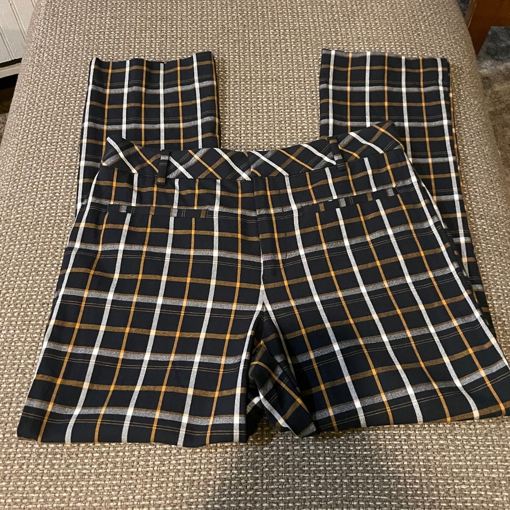 The essential collection Anthropologie Plaid Striped Cropped Dress Pant Pants 6